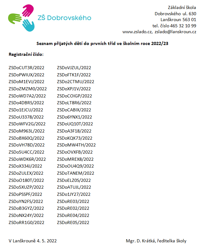 seznam prijatych zaku